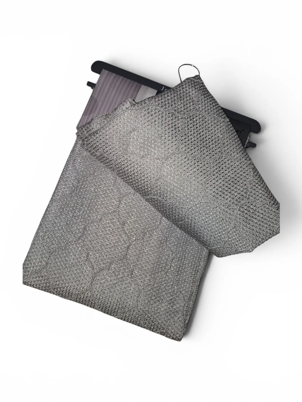 Jean Pierre New York Metallic Sparkle Geometric Shower Curtain Grey 70x72 NWT